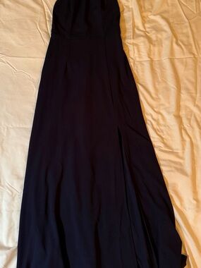 Navy Blue Maxi Dress with Side Slit